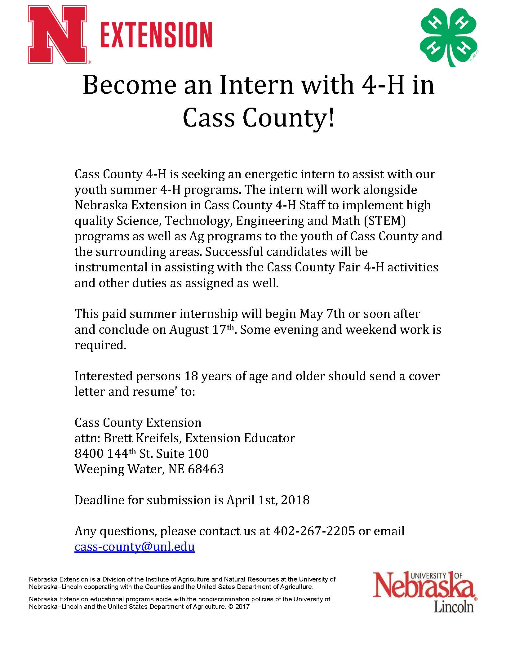 2018 Summer Intern call letter4302